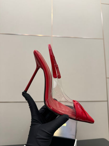 Saint Laurent Creased Pointed-Toe Slingback Sandals – Spring/Summer Collection – 26WF