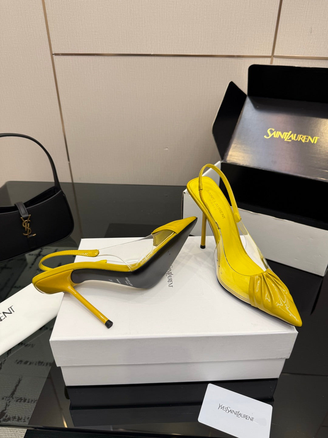 Saint Laurent Creased Pointed-Toe Slingback Sandals – Spring/Summer Collection – 26WF