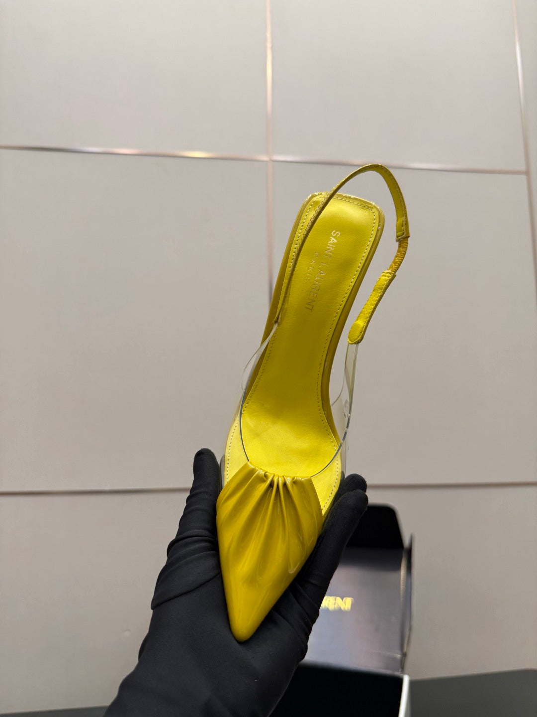 Saint Laurent Creased Pointed-Toe Slingback Sandals – Spring/Summer Collection – 26WF