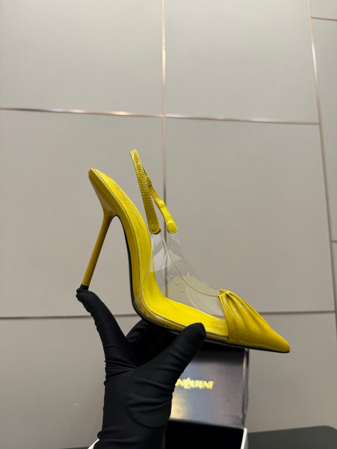 Saint Laurent Creased Pointed-Toe Slingback Sandals – Spring/Summer Collection – 26WF