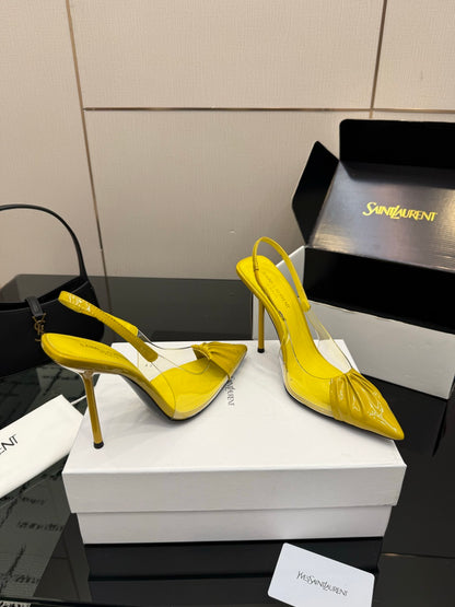 Saint Laurent Creased Pointed-Toe Slingback Sandals – Spring/Summer Collection – 26WF