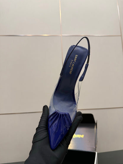 Saint Laurent Creased Pointed-Toe Slingback Sandals – Spring/Summer Collection – 26WF