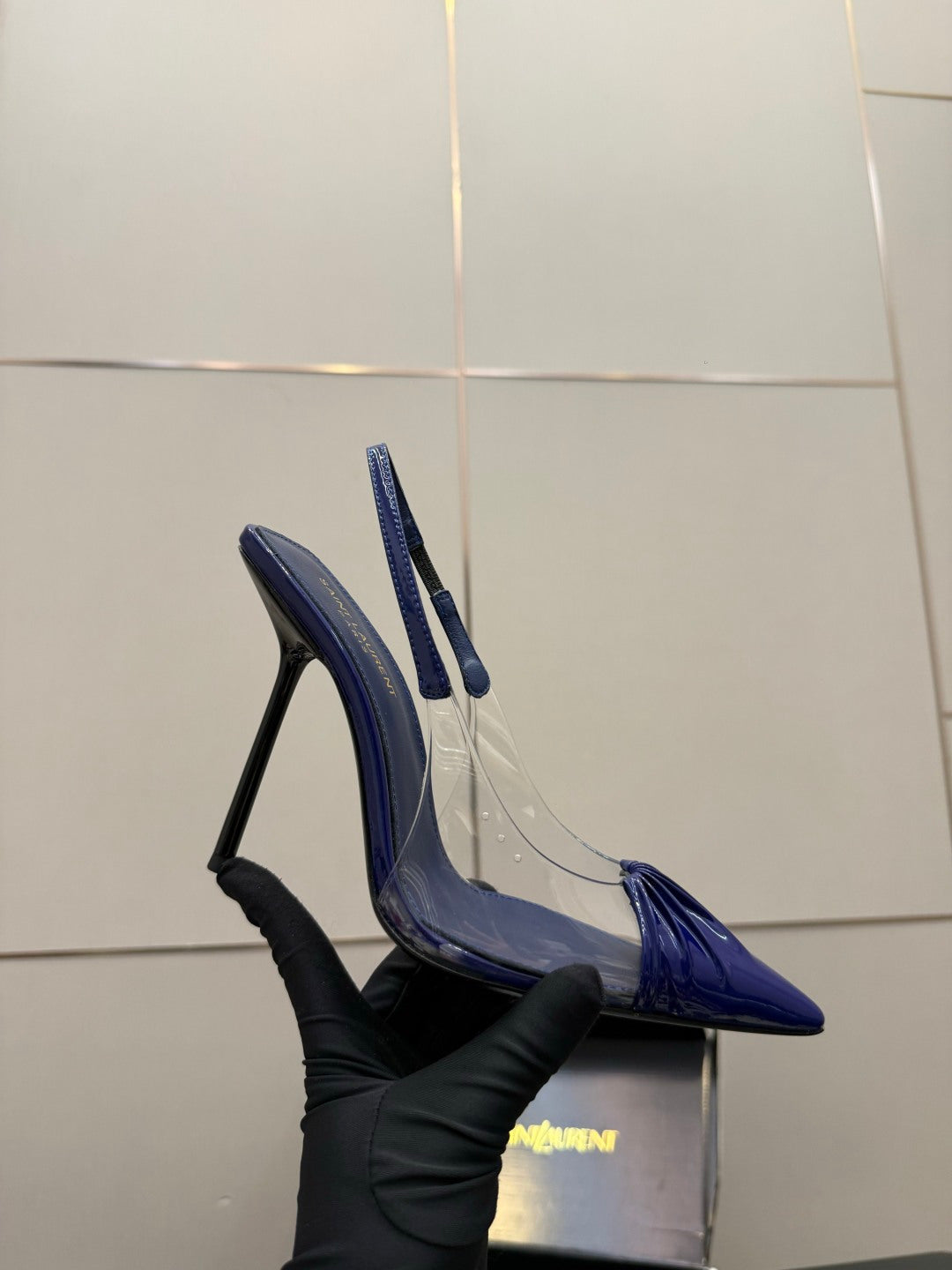 Saint Laurent Creased Pointed-Toe Slingback Sandals – Spring/Summer Collection – 26WF