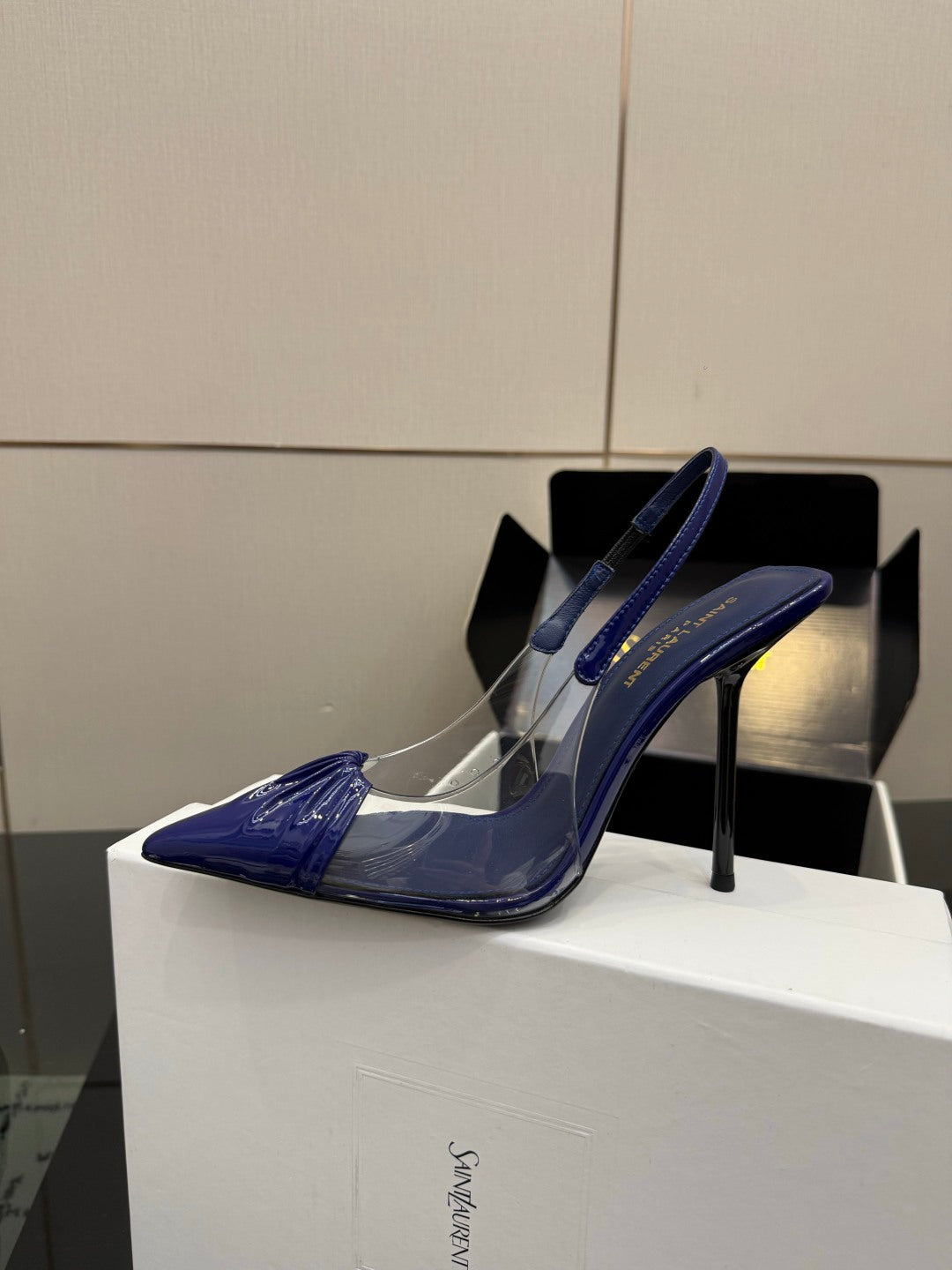 Saint Laurent Creased Pointed-Toe Slingback Sandals – Spring/Summer Collection – 26WF