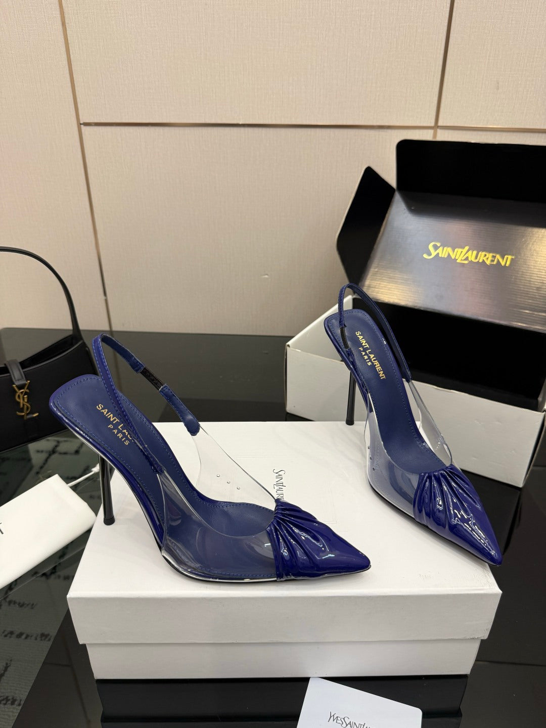 Saint Laurent Creased Pointed-Toe Slingback Sandals – Spring/Summer Collection – 26WF