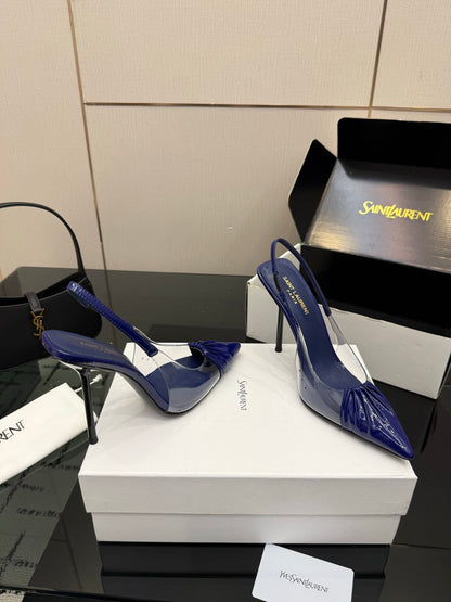 Saint Laurent Creased Pointed-Toe Slingback Sandals – Spring/Summer Collection – 26WF