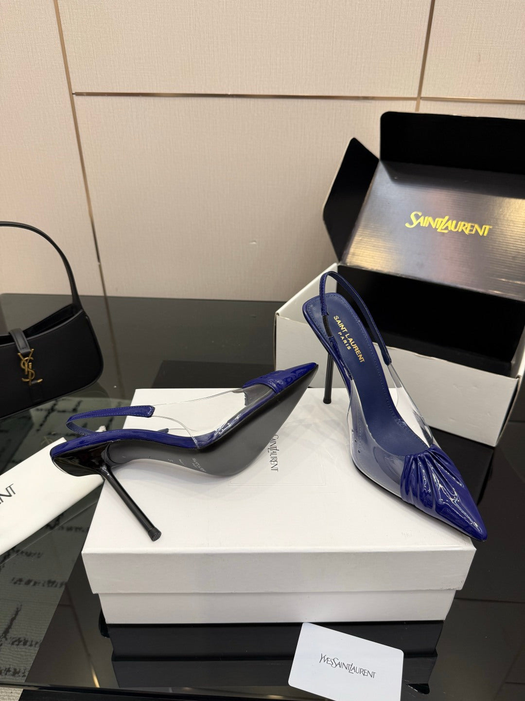 Saint Laurent Creased Pointed-Toe Slingback Sandals – Spring/Summer Collection – 26WF