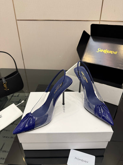 Saint Laurent Creased Pointed-Toe Slingback Sandals – Spring/Summer Collection – 26WF