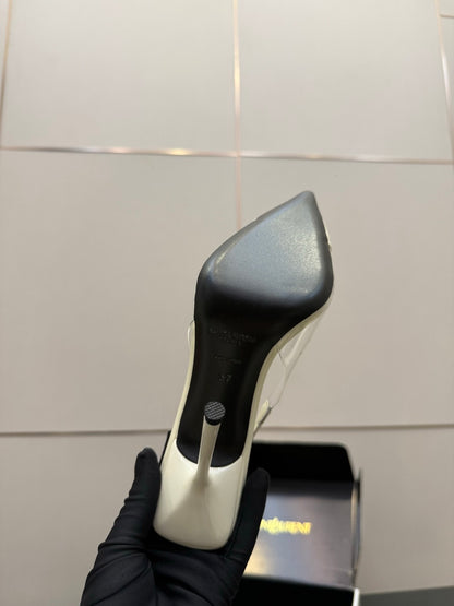 Saint Laurent Creased Pointed-Toe Slingback Sandals – Spring/Summer Collection – 26WF