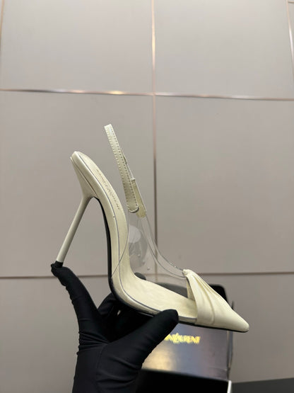 Saint Laurent Creased Pointed-Toe Slingback Sandals – Spring/Summer Collection – 26WF