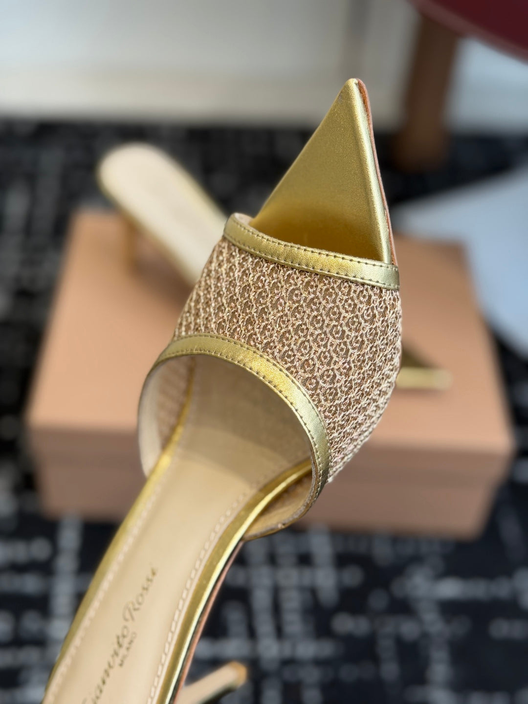 Gianvito Rossi Pointed-Toe Mesh Heeled Sandals – Spring/Summer Collection – 26SS