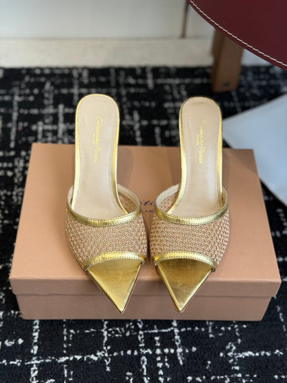 Gianvito Rossi Pointed-Toe Mesh Heeled Sandals – Spring/Summer Collection – 26SS