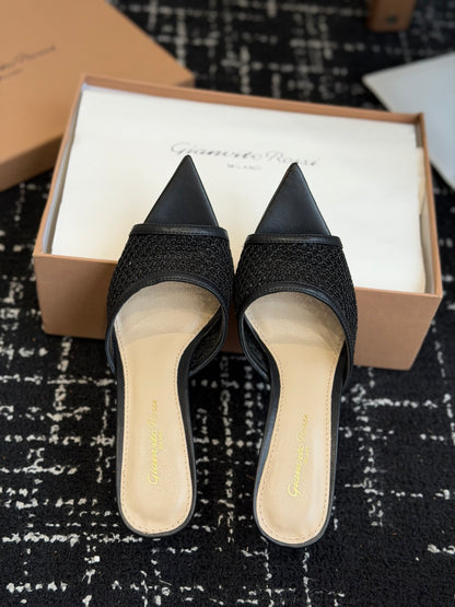 Gianvito Rossi Pointed-Toe Mesh Heeled Sandals – Spring/Summer Collection – 26SS
