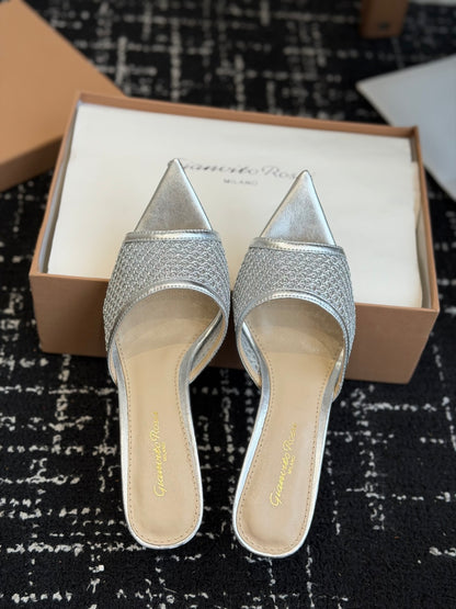 Gianvito Rossi Pointed-Toe Mesh Heeled Sandals – Spring/Summer Collection – 26SS