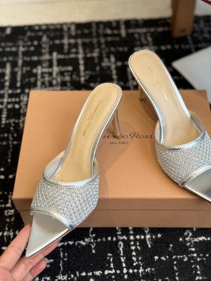 Gianvito Rossi Pointed-Toe Mesh Heeled Sandals – Spring/Summer Collection – 26SS