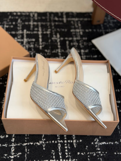 Gianvito Rossi Pointed-Toe Mesh Heeled Sandals – Spring/Summer Collection – 26SS