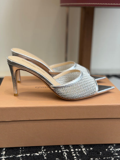 Gianvito Rossi Pointed-Toe Mesh Heeled Sandals – Spring/Summer Collection – 26SS