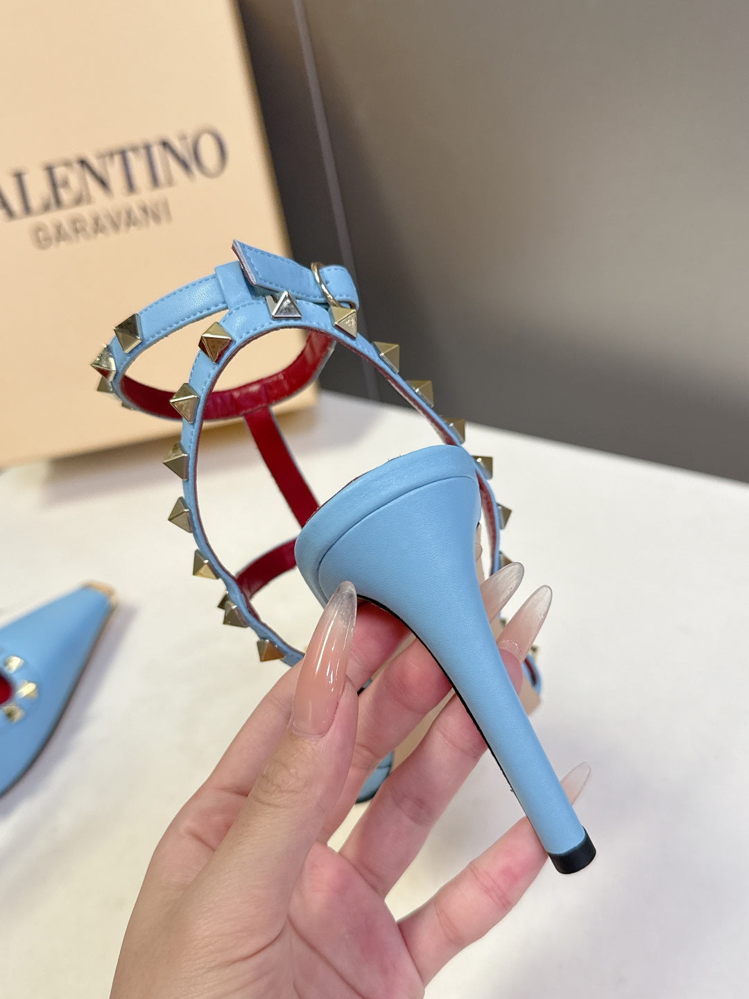Valentino Rockstud T-Strap Pointed-Toe Heeled Sandals – Spring/Summer Collection