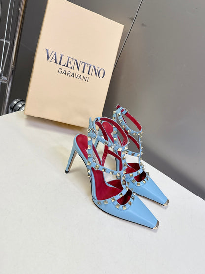 Valentino Rockstud T-Strap Pointed-Toe Heeled Sandals – Spring/Summer Collection