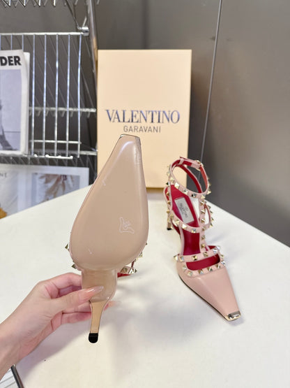 Valentino Rockstud T-Strap Pointed-Toe Heeled Sandals – Spring/Summer Collection
