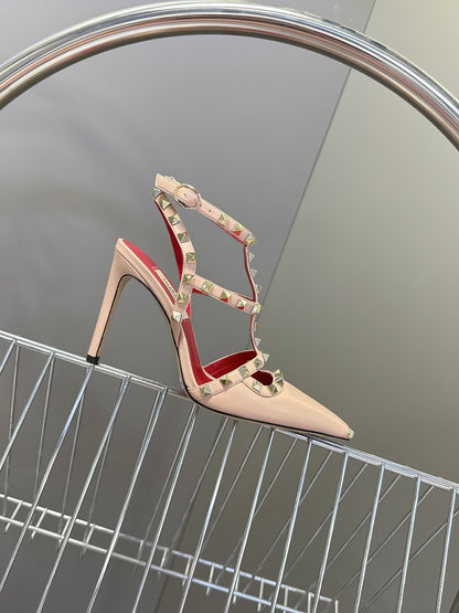 Valentino Rockstud T-Strap Pointed-Toe Heeled Sandals – Spring/Summer Collection