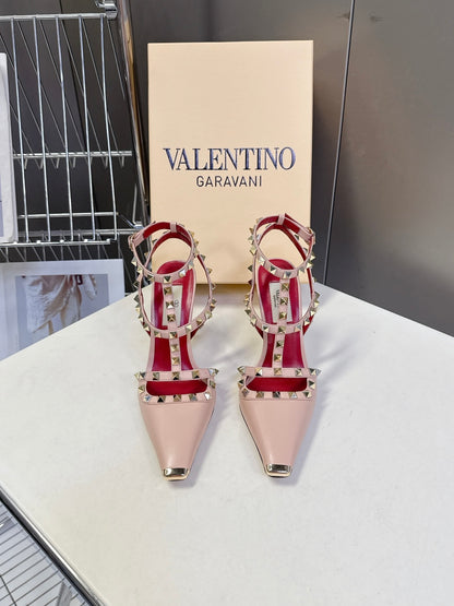 Valentino Rockstud T-Strap Pointed-Toe Heeled Sandals – Spring/Summer Collection