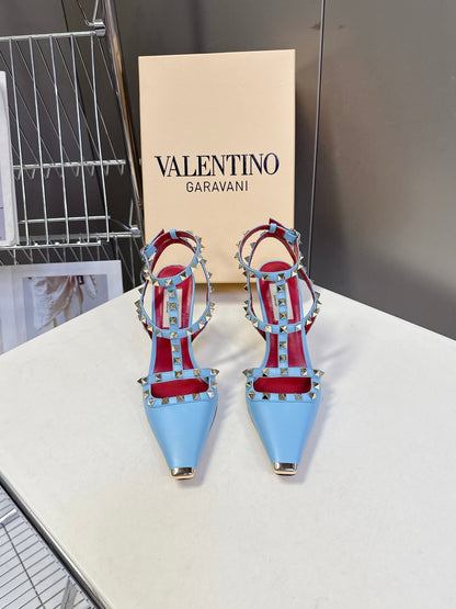 Valentino Rockstud T-Strap Pointed-Toe Heeled Sandals – Spring/Summer Collection