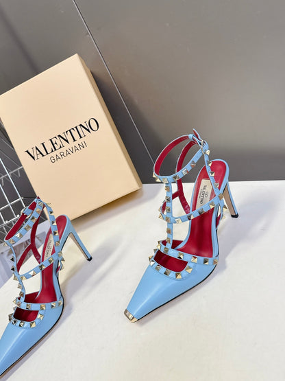 Valentino Rockstud T-Strap Pointed-Toe Heeled Sandals – Spring/Summer Collection