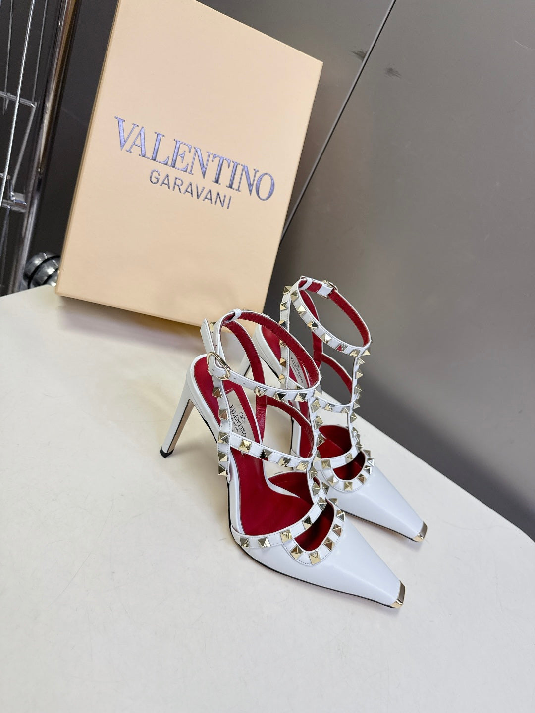 Valentino Rockstud T-Strap Pointed-Toe Heeled Sandals – Spring/Summer Collection