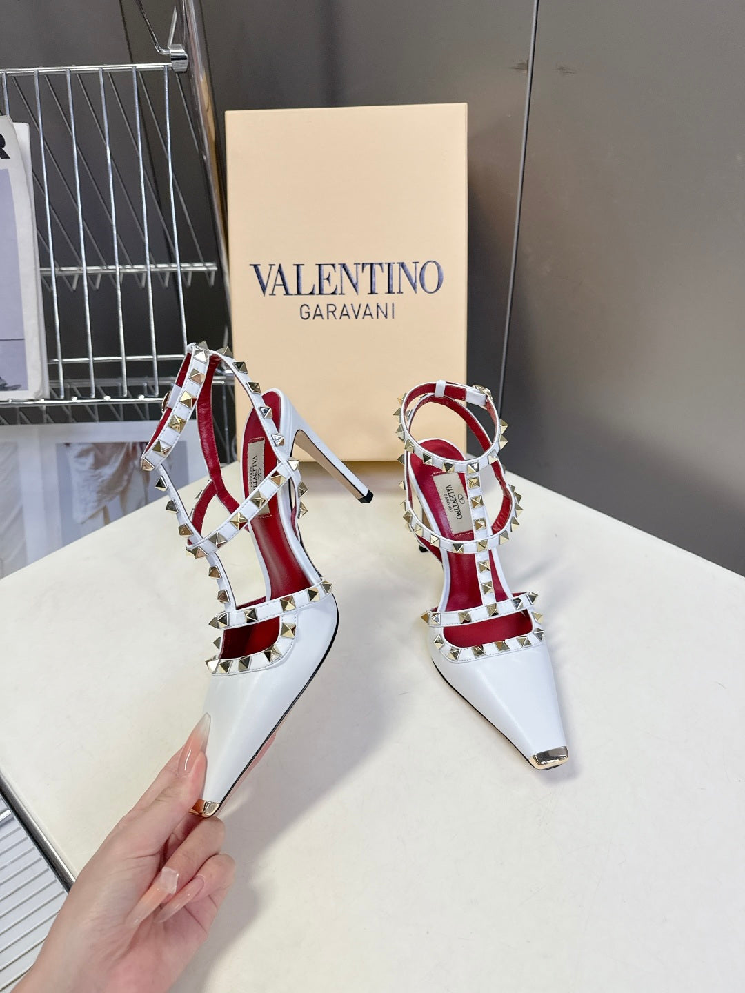 Valentino Rockstud T-Strap Pointed-Toe Heeled Sandals – Spring/Summer Collection