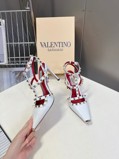 Valentino Rockstud T-Strap Pointed-Toe Heeled Sandals – Spring/Summer Collection
