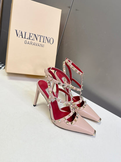 Valentino Rockstud T-Strap Pointed-Toe Heeled Sandals – Spring/Summer Collection