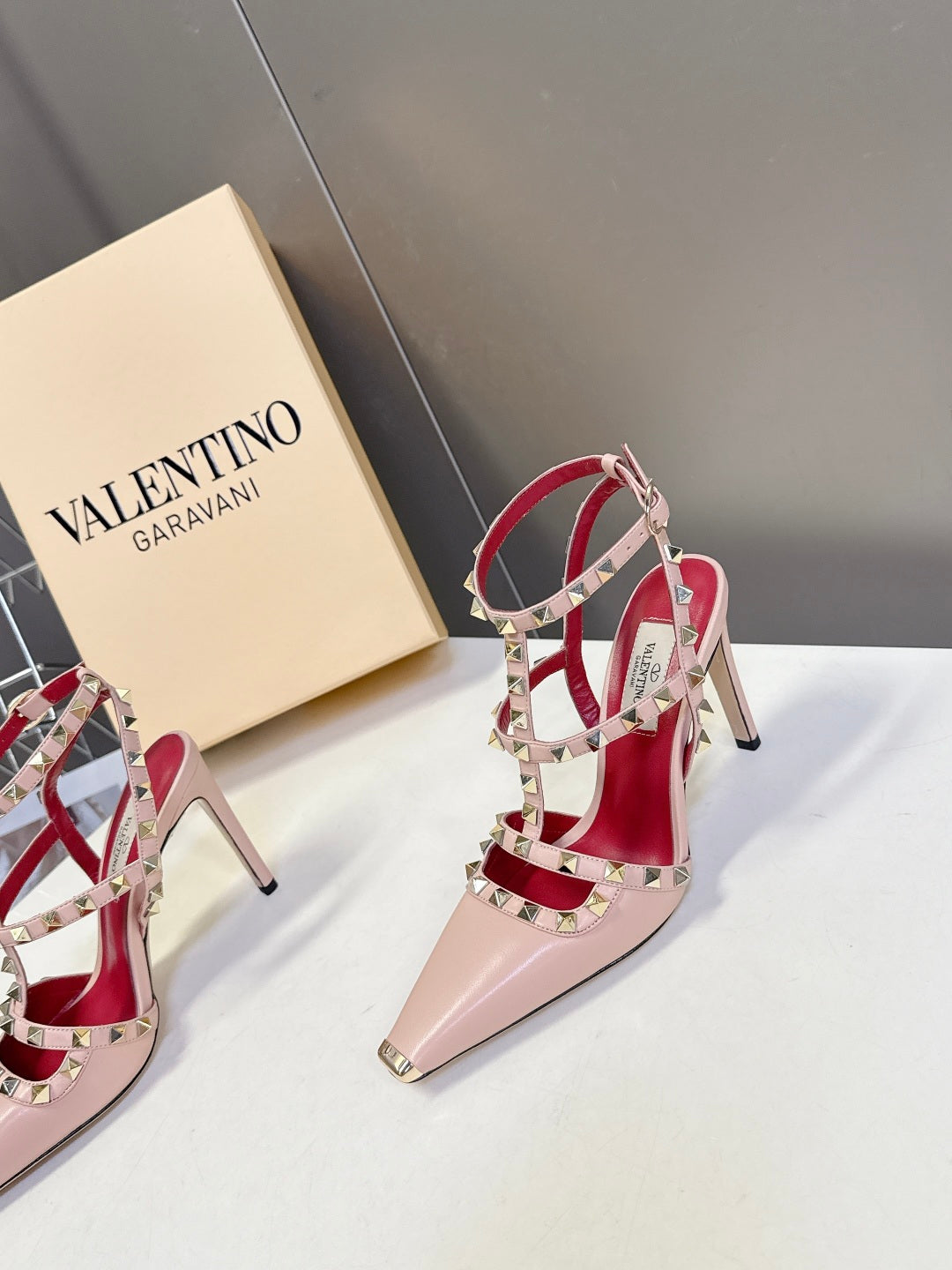 Valentino Rockstud T-Strap Pointed-Toe Heeled Sandals – Spring/Summer Collection