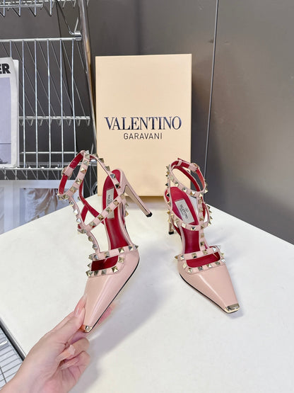 Valentino Rockstud T-Strap Pointed-Toe Heeled Sandals – Spring/Summer Collection