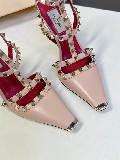 Valentino Rockstud T-Strap Pointed-Toe Heeled Sandals – Spring/Summer Collection