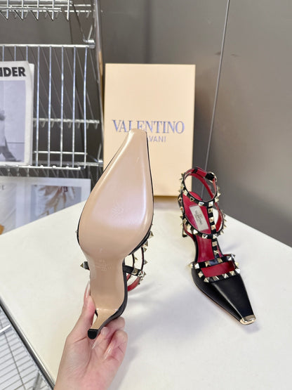 Valentino Rockstud T-Strap Pointed-Toe Heeled Sandals – Spring/Summer Collection