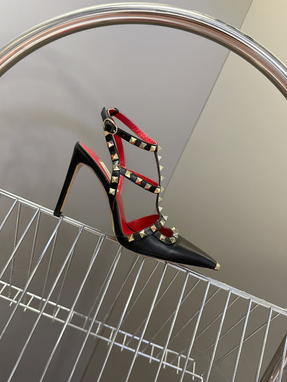 Valentino Rockstud T-Strap Pointed-Toe Heeled Sandals – Spring/Summer Collection