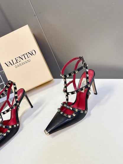 Valentino Rockstud T-Strap Pointed-Toe Heeled Sandals – Spring/Summer Collection