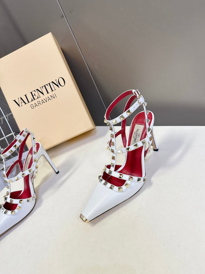 Valentino Rockstud T-Strap Pointed-Toe Heeled Sandals – Spring/Summer Collection