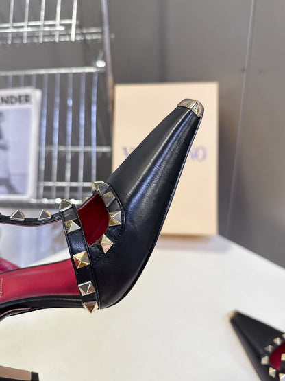 Valentino Rockstud T-Strap Pointed-Toe Heeled Sandals – Spring/Summer Collection