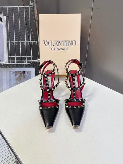 Valentino Rockstud T-Strap Pointed-Toe Heeled Sandals – Spring/Summer Collection