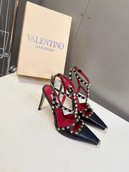 Valentino Rockstud T-Strap Pointed-Toe Heeled Sandals – Spring/Summer Collection