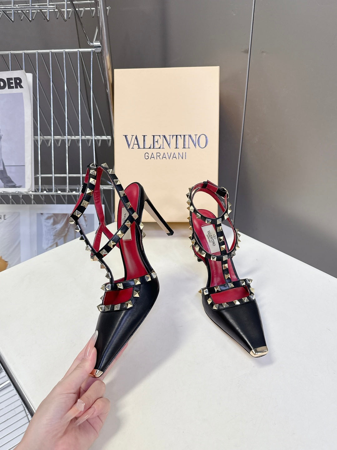 Valentino Rockstud T-Strap Pointed-Toe Heeled Sandals – Spring/Summer Collection
