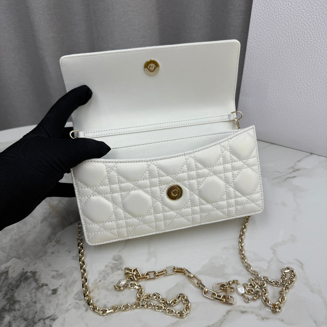 Dior Lady Dior Pearlescent Lambskin Pearl Clutch Bag