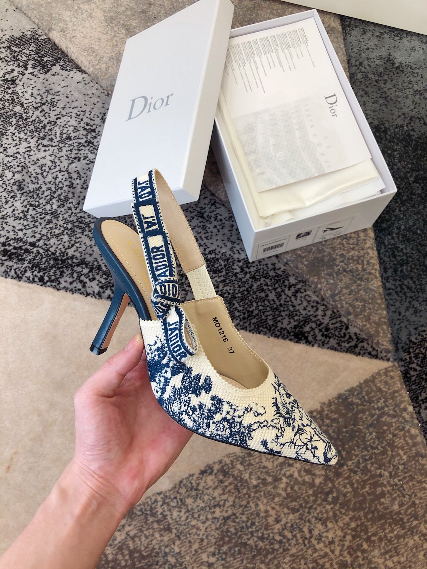Dior J'Adior Oblique Embroidered Webbing Sandals – 20SS