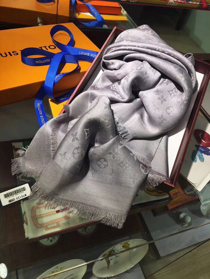Louis Vuitton Classic Monogram Silk Wool Shawl