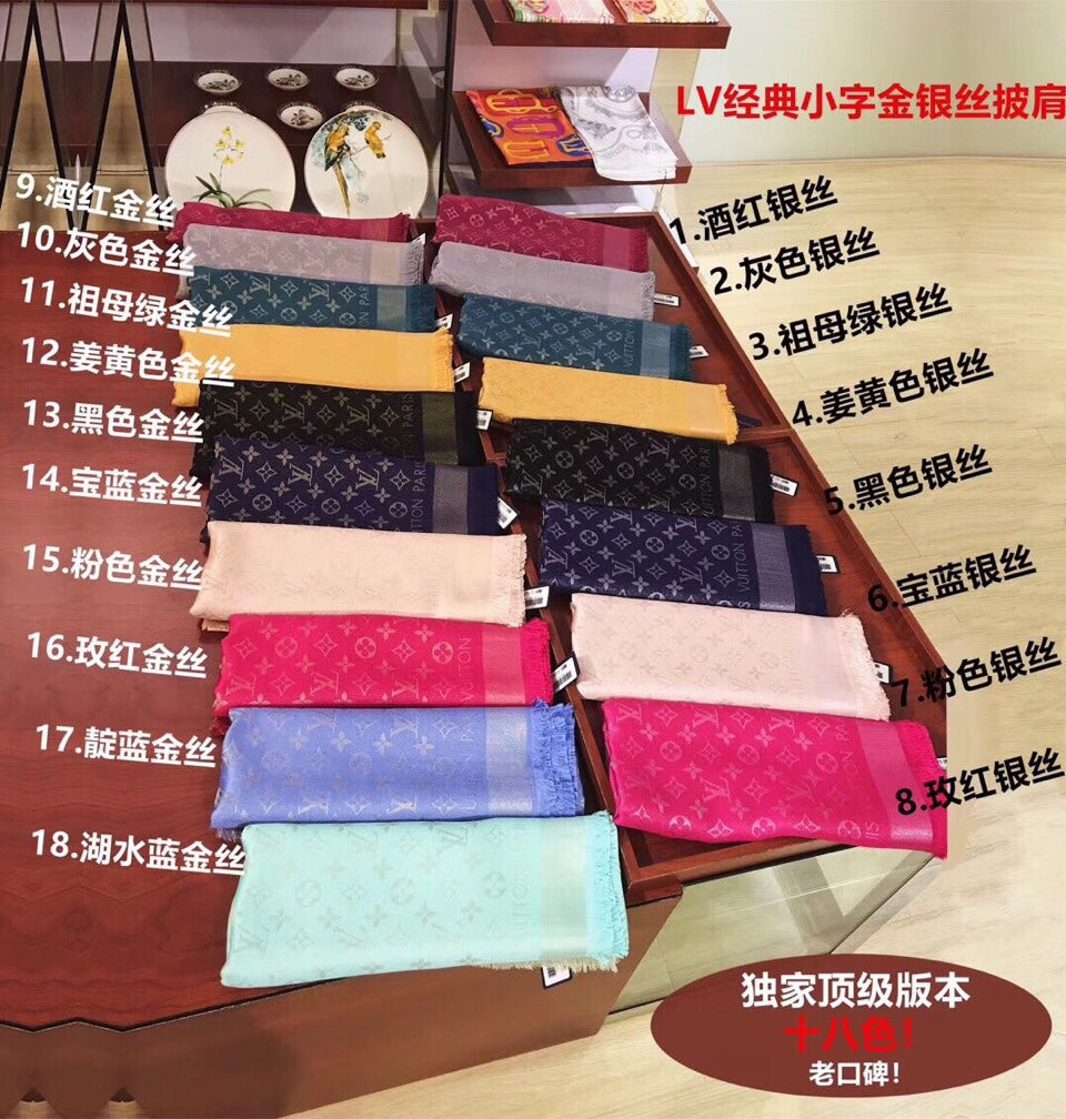 Louis Vuitton Monogram Silk Wool Shawl