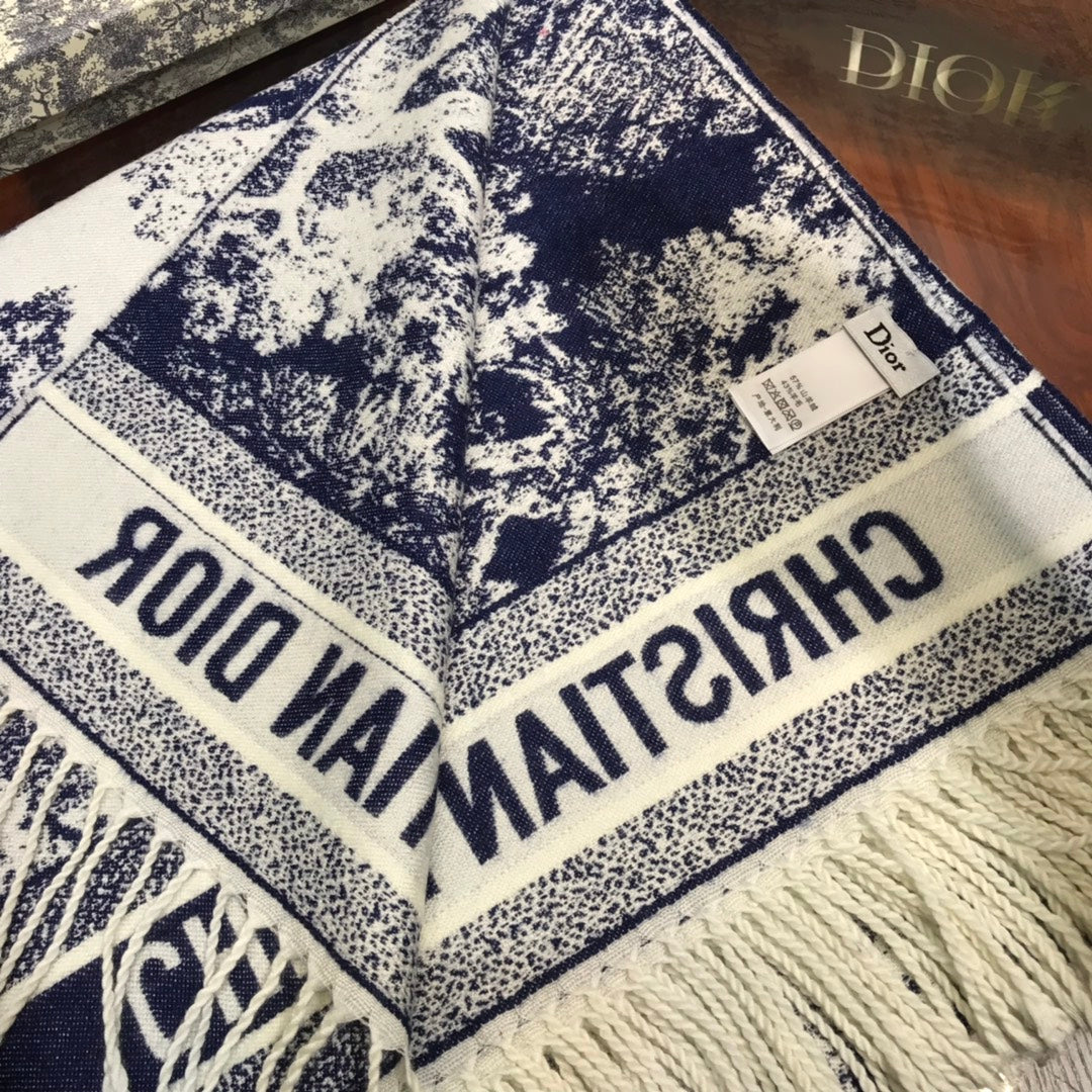 Dior Animal Print Cashmere-Wool Scarf