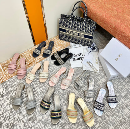 Dior Ladies Oblique Embroidered Slides – Spring/Summer Collection