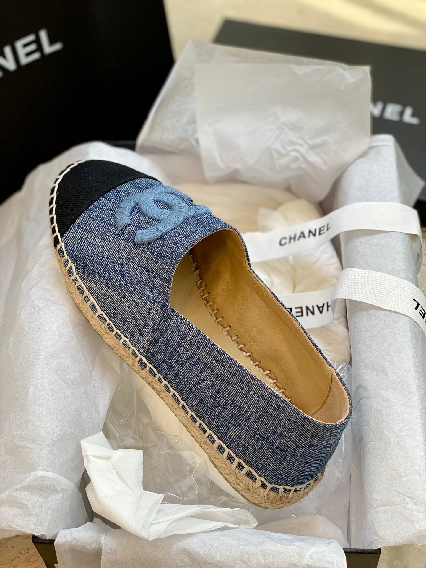 Chanel Washed Denim Logo Espadrilles – Spring/Summer Collection